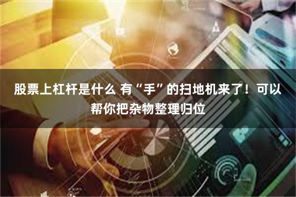 股票上杠杆是什么 有“手”的扫地机来了！可以帮你把杂物整理归位